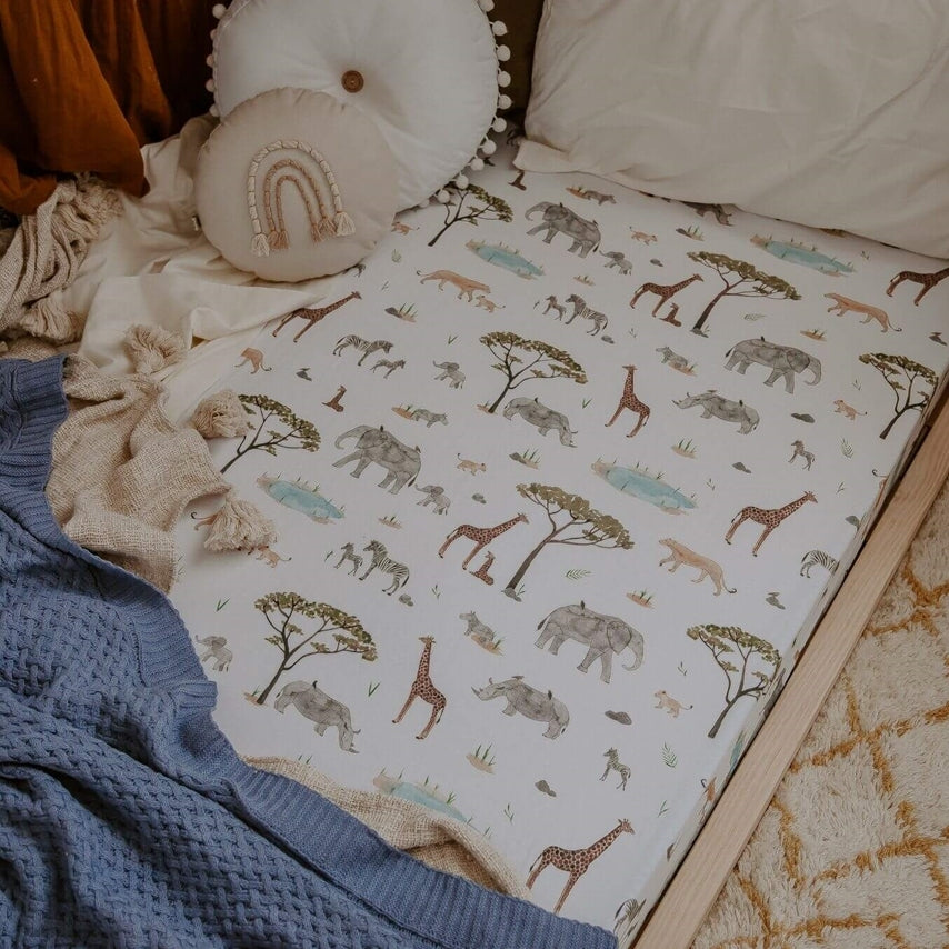 Snuggle Hunny Cot Sheet Safari