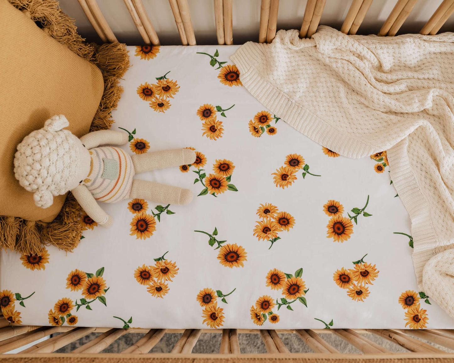 Snuggle Hunny Cot Sheet- Sunflower