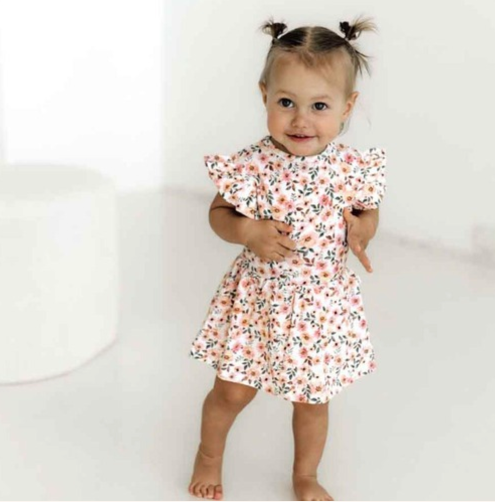 Snuggle Hunny Dress- Spring Floral 3-6m